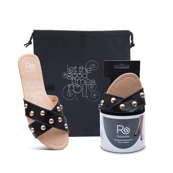 Shoes - Show Stopper Gold Stud Criss Cross Sandals